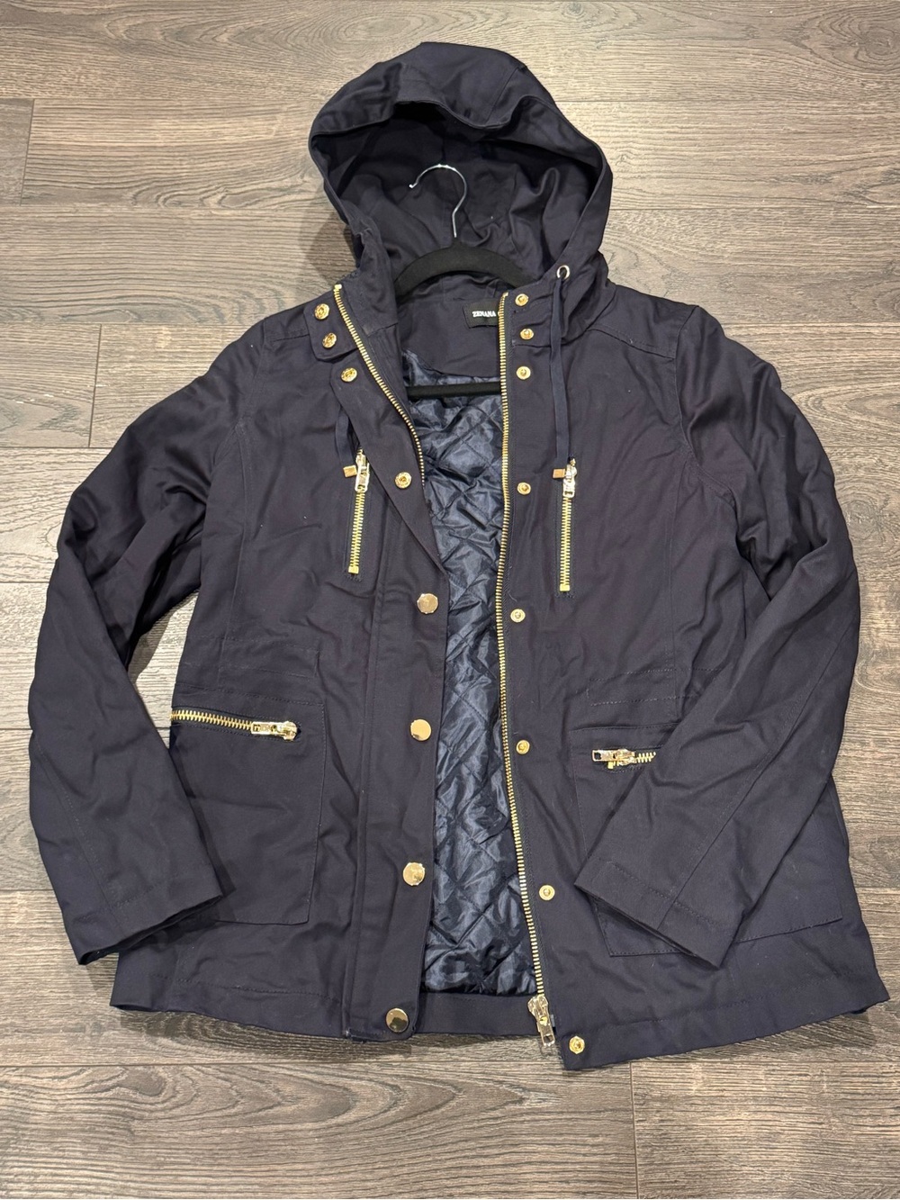NWT 🆕  🍁 Navy Hooded Utility Jacket with Gold Hardware